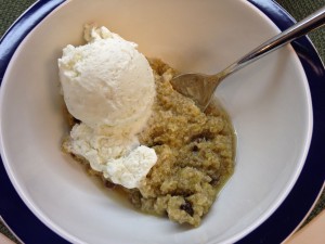 Quinoa pudding with ice cream