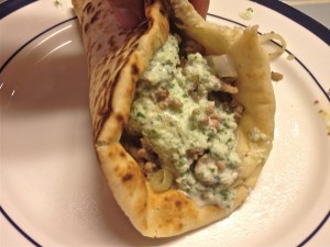 Turkey gyros with Tzatziki sauce
